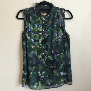 J. Crew Green Floral Sleeveless Silk Shirt 4